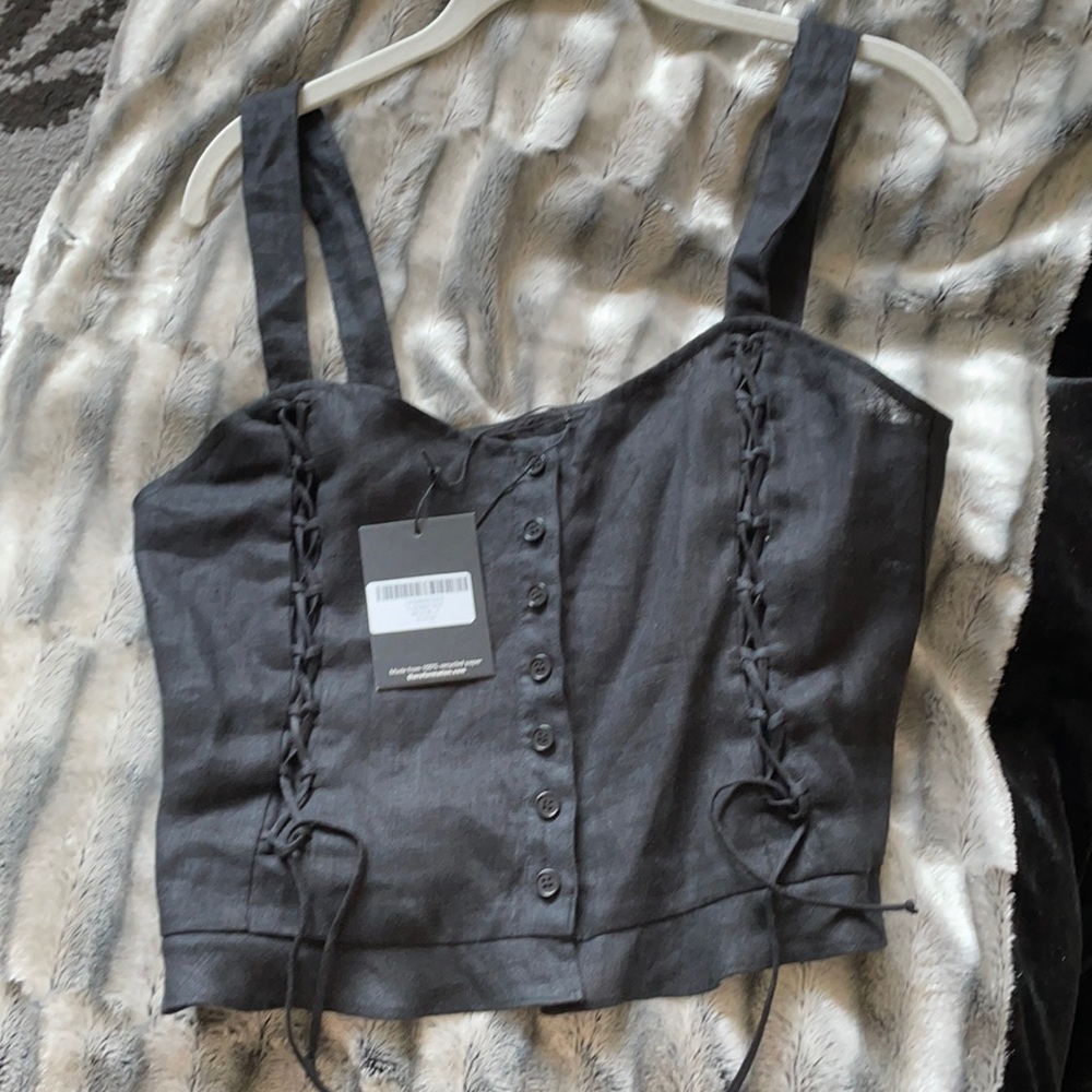 Reformation NWT Landen Top Black 8 Corset Lace